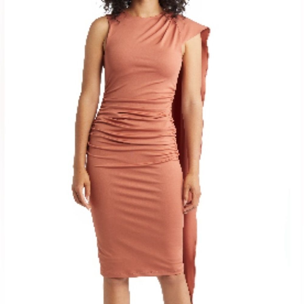 Black Halo Enola Ruched Shoulder Drape Dress Size 10 NWT